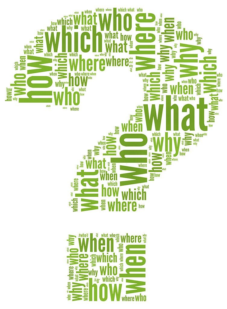 Questioms concept in question mark of word tag cloud